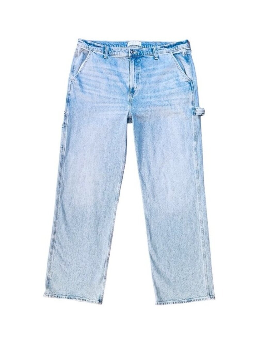 A&F 90s Relaxed Carpenter Jeans Women’s 18 Long High Rise‎ Light Wash Utility